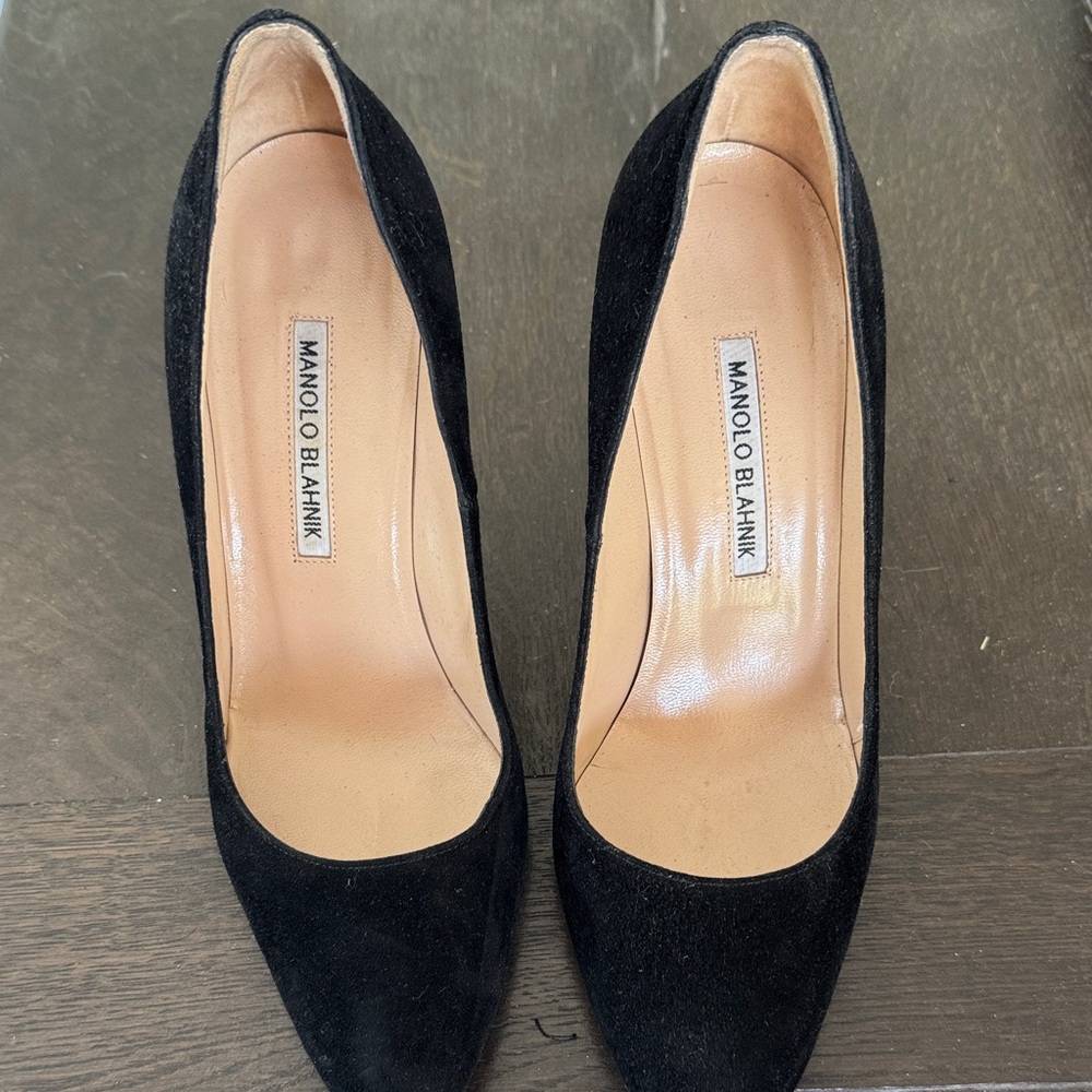 Manolo Blahnik Black Suede Heels